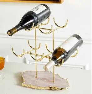 Élégants supports à vin décoratifs en métal pour bar à domicile moderne, cuisine, salle à manger, solutions de rangement et d'exposition de bouteilles gain de place - Product Image 4