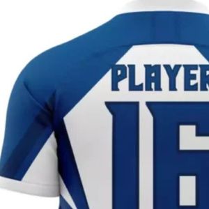 Ensemble de maillots de football bleu roi et blanc, uniforme de football personnalisé, vêtements de sport respirants pour équipe, maillot en polyester performant, OEM - Product Image 5