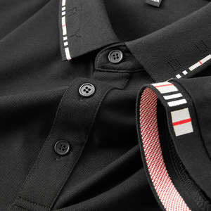 Polo à col rabattu avec bordure côtelée de marque pour hommes et femmes, de haute qualité, vêtements de rue d'été, manches courtes, polos pour hommes - Product Image 3