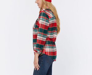 Camisas de Franela a Cuadros de Algodón 100% para Mujer, Personalizadas OEM, Manga Larga, Casual, con Bolsillo, Cuello Abotonado, Diseño Color Block, Ropa de Otoño - Product Image 3