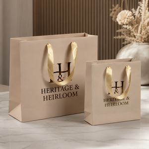 Sacs cadeaux en papier personnalisés de luxe avec impression métallisée et poignées en ruban pour bijoux, cadeaux de mode et emballages de vente au détail - Product Image 3