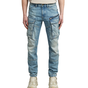 Pantalones Vaqueros Cargo de Mezclilla Tejida Transpirable con Corte Regular y Cierre de Cremallera Rovic, Estampado de Dibujos Animados, ODM para Hombre - Product Image 1