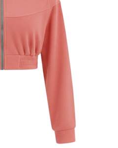 Chaqueta Corta de Forro Polar Rosa Coral para Mujer, Sudadera Deportiva Informal con Cierre, Manga Larga, Ligera, Logotipo Personalizado, Proveedor OEM - Product Image 6