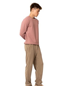 Men's <b>Pink</b> Knitted Crew Neck Pullover Oversized Fit Solid Color Casual Autumn <b>Sweatshirt</b> 340g - Product Image 4