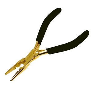 ZENVORA Pince professionnelle en acier inoxydable pour extensions de cheveux, multifonction, forte tenue, outil pour micro-anneaux, revêtement doré, noir - Product Image 3