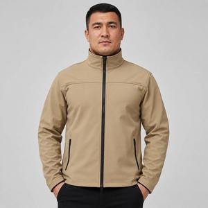 Veste polaire unie pour homme, zippée, col montant, imperméable et respirante, pour l'automne, tenue de travail extérieure décontractée, avec logo - Product Image 6