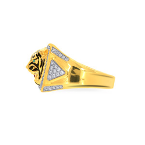Ferocious Tiger <b>Men</b> Diamond <b>Ring</b> Luxury <b>Gold</b> Plated <b>Men's</b> Tiger Head <b>Ring</b> with Micro Pave Lab Grown Hip Hop Statement - Product Image 4
