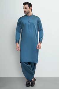 Ensemble pour homme grande taille, salwar kameez brodé pour les occasions de mariage, design ethnique moderne, en soie et rayonne - Product Image 3