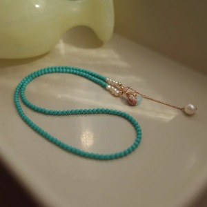 Collier ras du cou pour femme Ba Fang Lai Cai 2025, nouveau style, perles de turquoise de qualité supérieure, pierre de Shoushan, perles de turquoise de qualité supérieure - Product Image 1