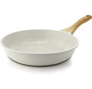 Ceramic Frying Pan Round Minimalist Design Wood Handle Nonstick Coating For Gas And Induction Cooker Hand Wash Only - Product Image 5