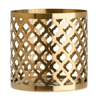 Porte-bougie cylindrique contemporain en laiton avec motif ondulé, résistant à la chaleur, décoration d'intérieur
