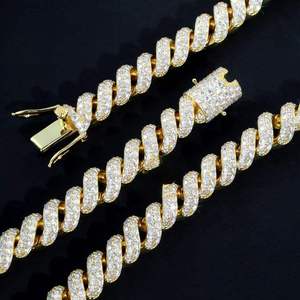 Luxury <b>Rope</b> Twist <b>Chain</b> Necklace VVS Moissanite Diamond Hip Hop Jewelry for Men Unisex Statement Premium Style Gold Iced - Product Image 2