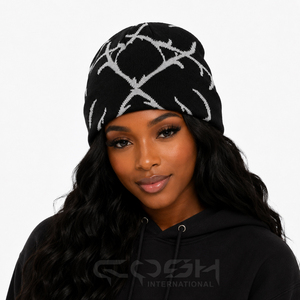 Bonnet en jacquard noir Cosh International avec motif géométrique, unisexe, pour adulte, bonnet d'hiver, logo personnalisé, décontracté, pour l'extérieur - Product Image 3