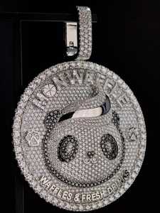 Pendentif Panda Or Blanc VVS 18 carats en Argent Sterling 925 et Or Massif 10K, Breloque Animale Massif Style Hip Hop Iced Out, Vente en Gros - Product Image 5
