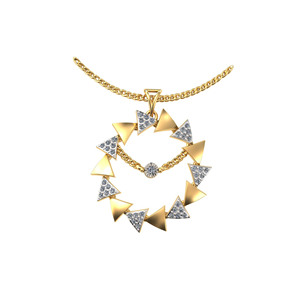 Colgante clásico de oro amarillo con diamantes cultivados en laboratorio de corte brillante redondo para uso diario, estilo femenino. - Product Image 1