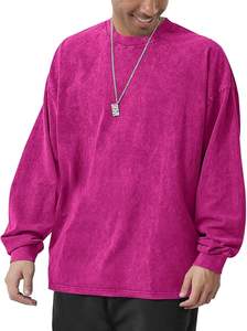 เสื้อยืดโอเวอร์ไซส์แขนยาวสำหรับผู้ชาย สไตล์วินเทจ ล้างสีแบบแอซิด ใส่สบาย สีพื้นหลากสี รับผลิตจากโรงงานโดยตรง พร้อมสกรีนโลโก้ตามสั่ง - Product Image 5