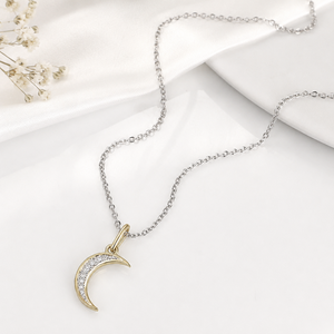 Collier en argent sterling 925 avec pendentif lune croissante en moissanite pour femme, bijou de mode avec diamant rond brillant - Product Image 3