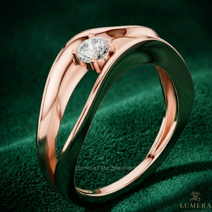 แหวนเพชรทรงกลมหรูหราสำหรับผู้หญิง ทอง 9KT 10KT 14KT 18KT โรสโกลด์ แหวนแต่งงาน - Product Image 4