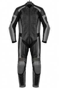ชุดแข่งรถมอเตอร์ไซค์หนังสีแดงดำสำหรับผู้ชายแบบเต็มตัว - Product Image 3