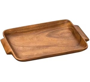 Plateau de service rectangulaire en bois avec poignées en laiton, design minimaliste, fait main, plaque solide, biodégradable, respectueux de l'environnement, pour servir les aliments - Product Image 4