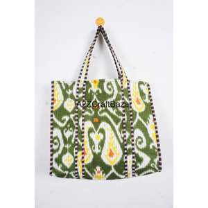 Bolso de playa grande hecho a mano de algodón indio acolchado a rayas con asa larga para mujer, ecológico, estilo bohemio, para compras y exposiciones - Product Image 1