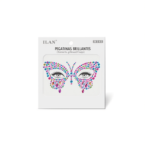 Pegatinas Faciales de Diamantes de Imitación Ilan, Diseño de Mariposa, Maquillaje Brillante y Colorido para Festivales y Fiestas - Product Image 1