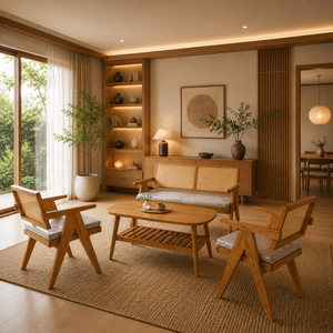 Minimalist Modern <b>Solid</b> Teak Oval Slatted Coffee Table High Quality Honey Finish Open Shelf Non-Foldable Hotel Lounge Wholesale - Product Image 6