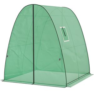 Invernadero de 6FT x 6FT x 6.6FT con estructura de madera y cubierta de PVC, 2 puertas, ventanas con mosquitera y cubierta de PE con dobladillo - Product Image 1