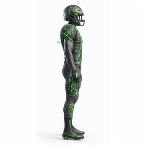 Uniforme de Fútbol Americano de Manga Corta para Hombre NEXTEX, Diseño de Circuito Impreso, Color Negro y Verde Neón, Sublimado - Product Image 4