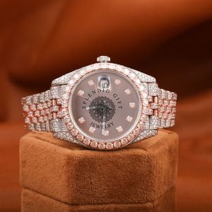 Splendide montre à diamants de luxe 28 mm, analogique à quartz, bracelet en moissanite argentée, verre saphir, mouvement ETA, étanche - Product Image 5