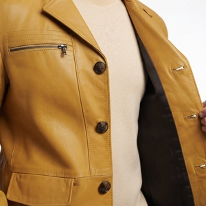Chaqueta Blazer de Moda Premium para Hombre, de Cuero Genuino de Vaca, con Cuello Alto, Impermeable y Ecológica, Proveedor OEM ODM Personalizado - Product Image 6