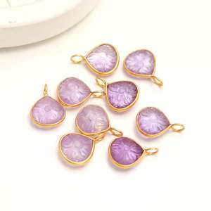 Colgante de Flor de Amatista Rosa Natural, Plata de Ley 925, Tallado a Mano, Gema en Forma de Corazón, para Fabricación de Joyas, Venta al por Mayor, 12MM - Product Image 6