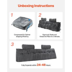 Almohada de Cama King Size con Forma de Cuña, con 2 Bolsillos Laterales y 2 Reposacabezas, Tejida en Franela, Lavable - Product Image 2