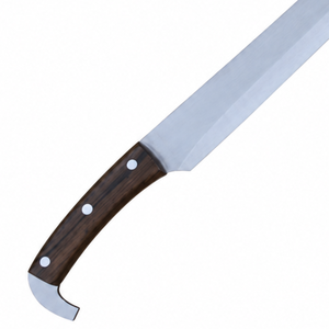 Couteau de boucher à lame extra longue en argent avec manche en bois brun foncé et embout métallique incurvé pour la découpe et la découpe de viande - Product Image 2