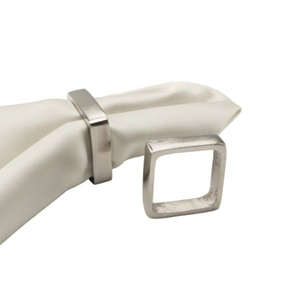 Square Metal Napkin Rings <b>Set</b> For Wedding Sleek Silver Geometric Serviette Holders For Luxury <b>Dining</b> <b>Table</b> Decor & Restaurant - Product Image 1