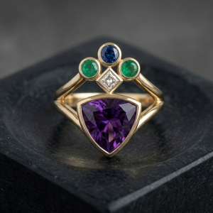 Anillo de Amatista Azul de Lujo, Plata de Ley 925, Chapado en Oro de 18K, 8g, Corte Trillón de 10mm, Precio de Fábrica al por Mayor - Product Image 2