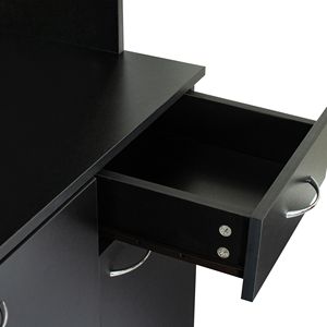 Armadio Nero Alto 180 cm e Mobile da Cucina con 6 Ante, 1 Ripiano Aperto e 1 Cassetto per Camera da Letto - Product Image 6