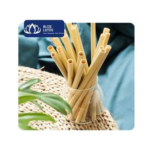 [MEILLEURES VENTES] Pailles en bambou BLUE LOTUS Glory – Lot en vrac réutilisable de luxe pour smoothies/jus – Usage commercial au Vietnam - Product Image 1