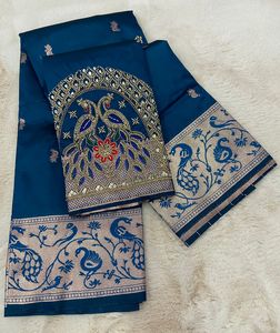 Nouveau tissu en soie pure et douce avec un travail de tissage jari original pour plusieurs couleurs - Product Image 5