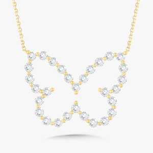 Colliers pendentifs papillon en diamant, or massif 14K 18K, solitaire, pour superposition, bijoux de luxe, minimalistes, ronds, diamants de laboratoire, fabricant - Product Image 6