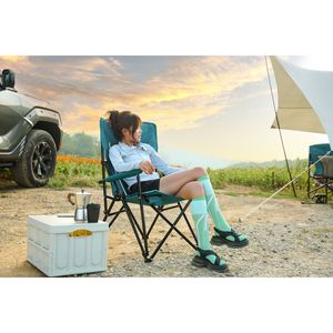 Sedia da Giardino Pieghevole Blu Resistente con Schienale Alto e Portabicchieri, Capacità 250 Libbre, Arredo da Campeggio - Product Image 4