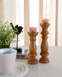 Portavelas de Madera Ecológico Hecho a Mano con Acabado Natural y Tallado de Sombra para Decoración Rústica, Regalos Tradicionales para Ferias Comerciales - Product Image 1