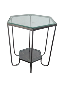 Table d'appoint pour chambre et salon, plateau en verre, design rond, table à manger moderne - Product Image 2