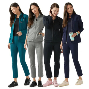 Conjuntos de Uniformes Médicos para Hombre en Color Vino Tinto, Tela Dobby de Poliéster/Rayón, Ropa de Trabajo para Personal Médico, Hospitales, Salones de Belleza, Salones de Peluquería de Mascotas - Product Image 1