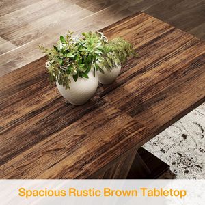 Tavolo da pranzo in legno rettangolare marrone da 55 pollici per 4 mobili da cucina e sala da pranzo - Product Image 5