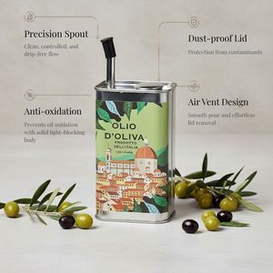 [Holar] Fabrication taïwanaise, vente en gros, boîtes de conserve rectangulaires vintage en acier inoxydable anti-fuite pour huile d'olive avec bec verseur - Product Image 2