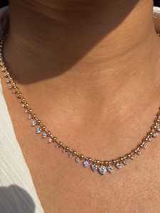 สร้อยคอเพชรทรงหยดน้ำแบบห้อยระย้า รับรองโดย IGI ขายส่ง ทอง 14k 18k เพชรทรงกลมเพาะเลี้ยงในห้องปฏิบัติการ สร้อยลูกปัดแบบโมเดิร์น - Product Image 3