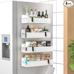 Set di 4 Organizzatori Magnetici Bianchi per Spezie, per Frigorifero e Forno, per una Conservazione Efficiente - Product Image 3
