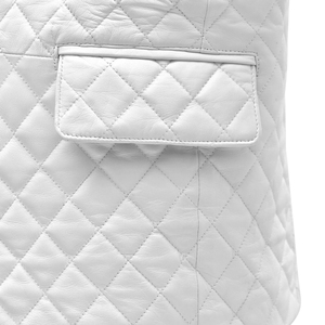 Blazer matelassé blanc pour homme, revers en velours noir, simple boutonnage, coupe ajustée, veste décontractée élégante - Product Image 6