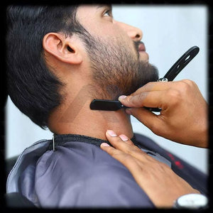 มีดโกนคุณภาพสูงพร้อมซองใส่ มีดโกนแบบพับได้ใบมีดเดี่ยวสไตล์วินเทจ มีดโกนตรงสำหรับช่างตัดผม อุปกรณ์ตกแต่งทรงผม - Product Image 5